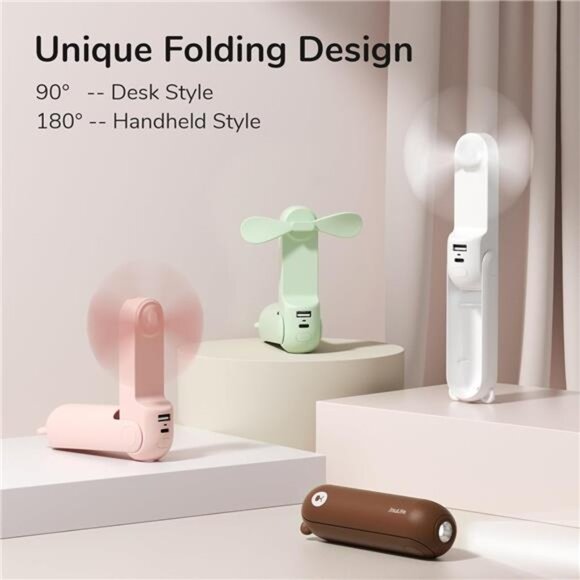 Handheld Mini Fan, 3 IN 1 Hand Fan, USB Rechargeable Small Pocket Fan - Picture 4 of 7